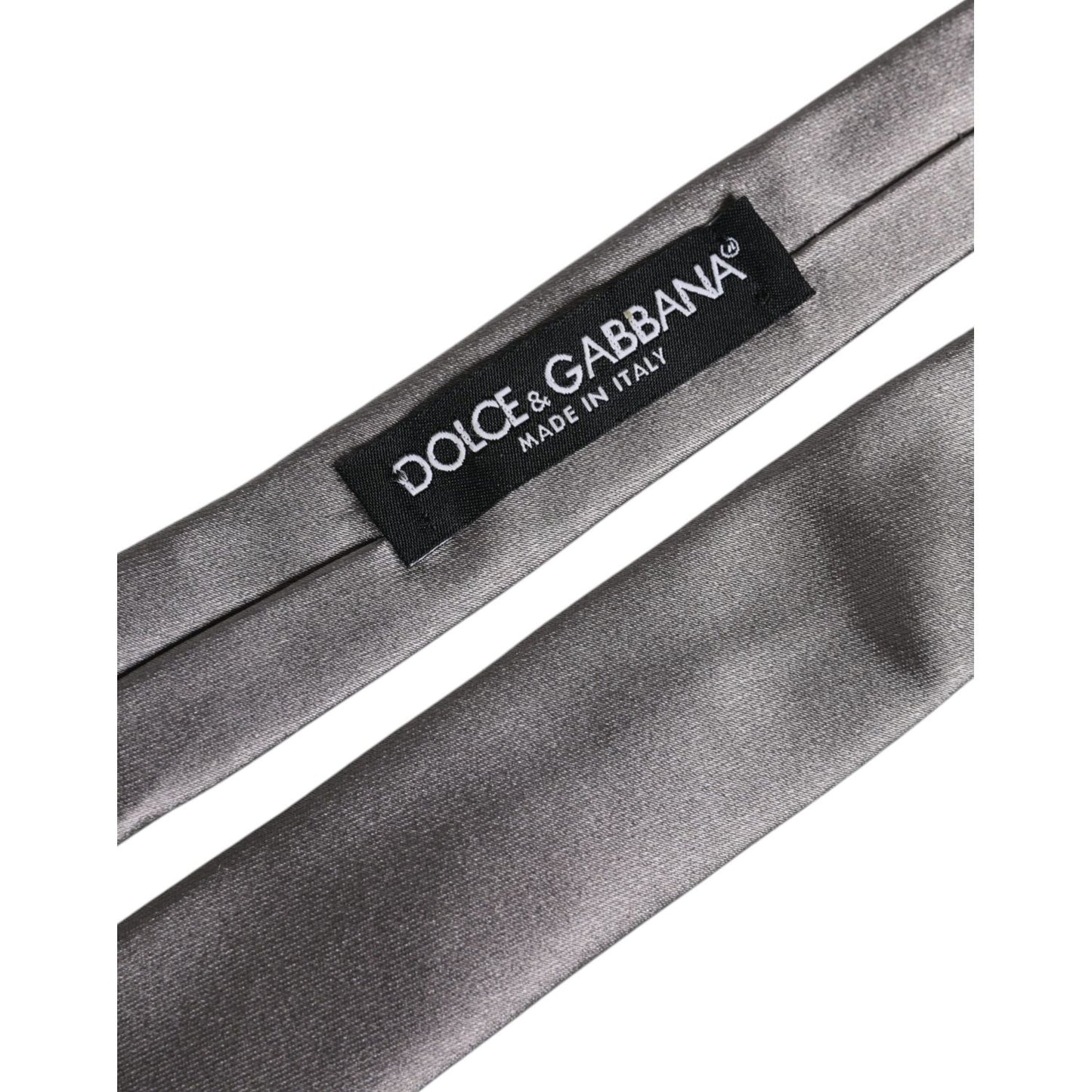 Dolce & Gabbana Metallic Silver Silk Adjustable Necktie Tie