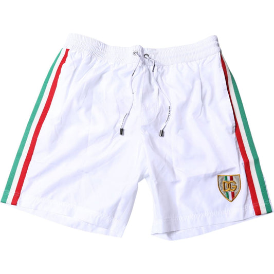 Dolce & Gabbana White Stripes Beachwear Shorts 2Pc Swimwear 1728,67345645728,Clothing,Dolce & Gabbana,IT4 | S,Material: 100% Polyester,Men,Men - Clothing,Preowned / Defect,Swimwear - Men - Clothing,White Dolce & Gabbana BIK1904-4