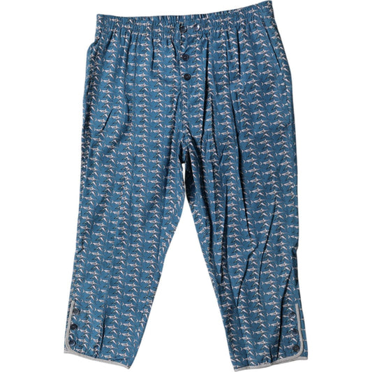 Dolce & Gabbana Blue Shark Print Cropped Beachwear Swimwear 1728,67345645728,Blue,Clothing,Dolce & Gabbana,IT4 | S,Material: 100% Cotton,Men,Men - Clothing,New with tags,Swimwear - Men - Clothing Dolce & Gabbana BIK1887-4