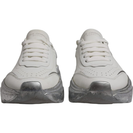 Dolce & Gabbana White Silver Daymaster Low Top Sneaker Shoes
