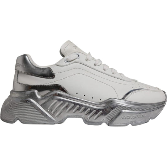 Dolce & Gabbana White Silver Daymaster Low Top Sneaker Shoes