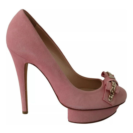 Elisabetta Franchi Pink Bow Stiletto Heel Pumps Shoes 1728,67345645728,Elisabetta Franchi,EU36/US6,Material: Suede,Pink,Preowned / Defect,Pumps - Women - Shoes,Shoes,Women,Women - Shoes Elisabetta Franchi LA8365-36