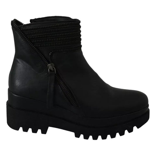 Ovyé Black Leather Zipper Ankle Boots Shoes 1728,67345645728,Black,Boots - Women - Shoes,EU36/US6,Material: Leather,Ovyé,Preowned / Defect,Shoes,Women,Women - Shoes Ovyé LA8410-36