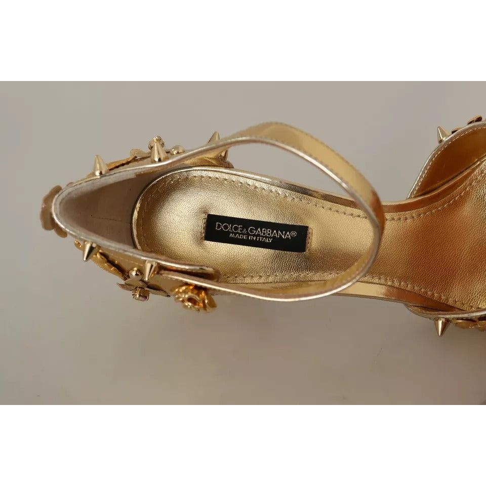 Dolce & Gabbana Gold Studs Vally Slingback Sandals Shoes LA8997-38