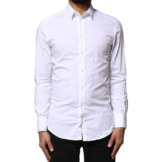 Dolce & Gabbana White GOLD Cotton Long Sleeves Dress Shirt 1728,67345645728,Clothing,Dolce & Gabbana,IT39 | S,Material: 97% Cotton 3% Elastane,Men,Men - Clothing,Preowned / Defect,Shirts - Men - Clothing,White Dolce & Gabbana TSH6294-39