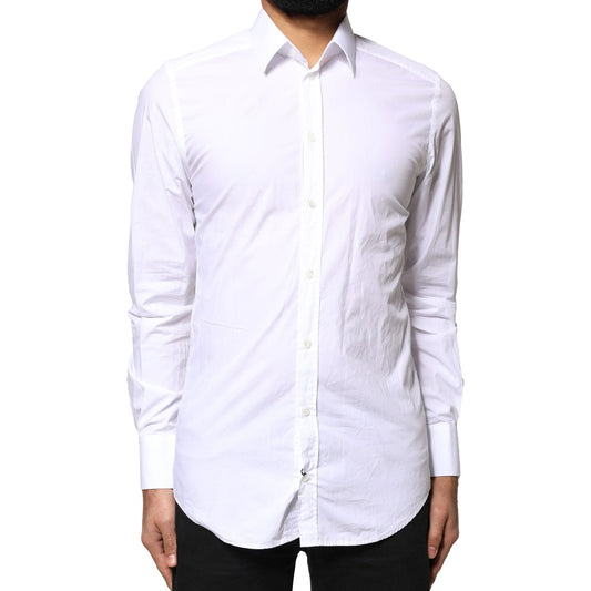 Dolce & Gabbana White GOLD Cotton Long Sleeves Men Dress Shirt 1728,67345645728,Clothing,Dolce & Gabbana,IT38 | XS,Material: 100% Cotton,Men,Men - Clothing,Preowned / Defect,Shirts - Men - Clothing,White Dolce & Gabbana TSH6297-38