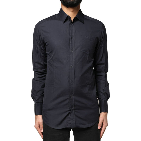 Dolce & Gabbana Dark Blue GOLD Cotton Long Sleeves Dress Shirt 1728,67345645728,Blue,Clothing,Dolce & Gabbana,IT38 | XS,Material: 100% Cotton,Men,Men - Clothing,New with tags,Shirts - Men - Clothing Dolce & Gabbana TSH83640-38