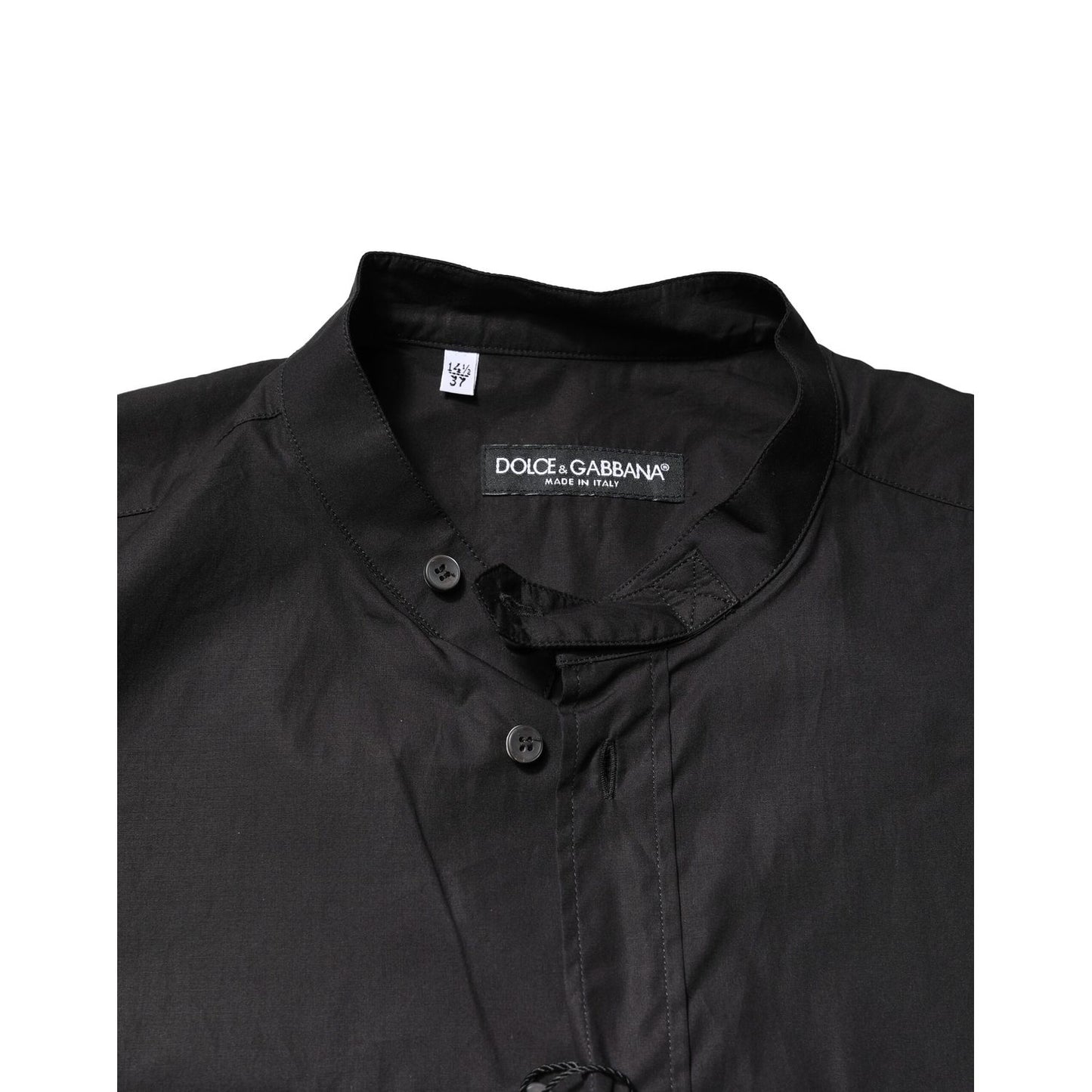 Dolce & Gabbana Black Cotton Button Down Men Casual Shirt