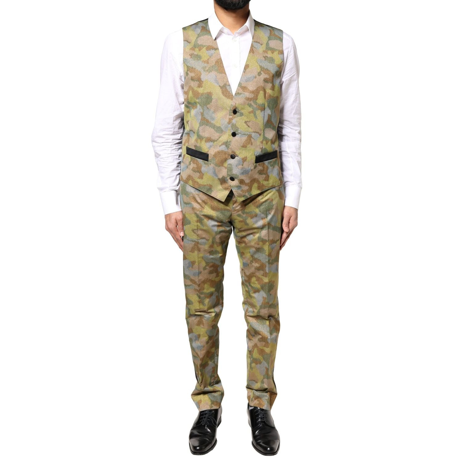 Dolce & Gabbana Multicolor Camouflage SICILIA 3 Piece Suit