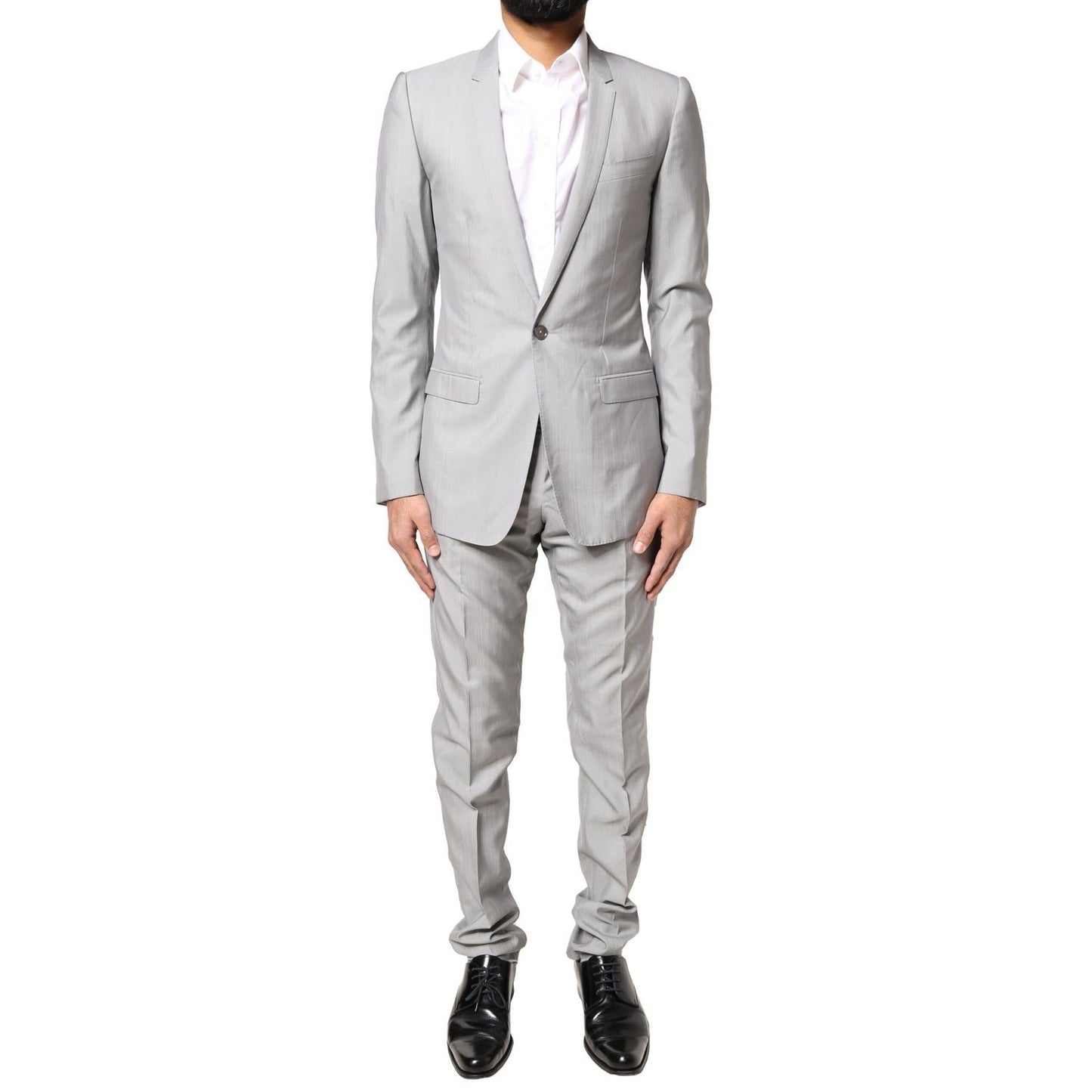 Dolce & Gabbana Light Gray Wool GOLD 2 Piece Formal Suit