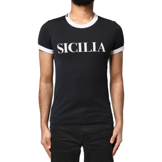 Dolce & Gabbana Black Sicilia Crew Neck Short Sleeve T-shirt