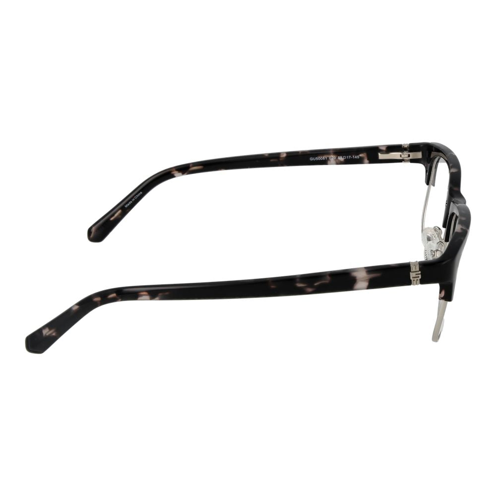 Side view of Guess Gray Women Glasses Frame with full-rim, browline style, metal and plastic material, temples length 145mm.