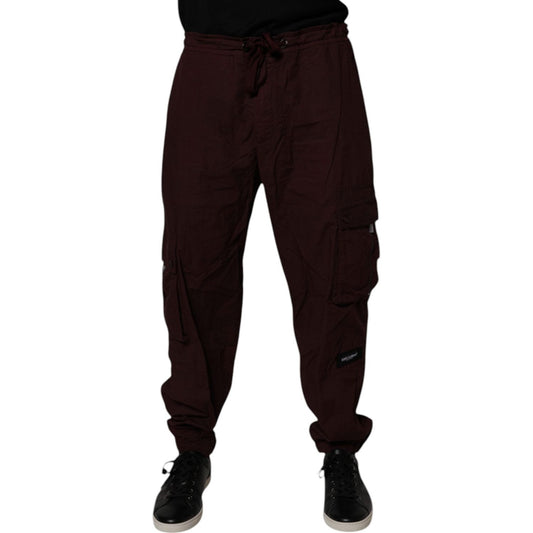 Dolce & Gabbana Maroon Cotton Cargo Jogger Sweatpants Pants