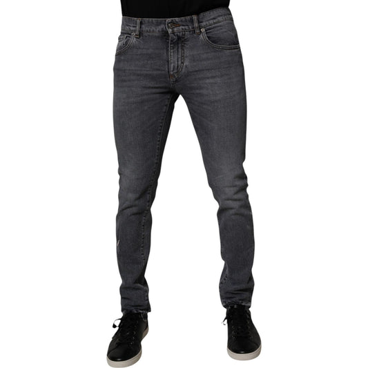 Dolce & Gabbana Dark Gray Cotton Stretch Skinny Denim Jeans