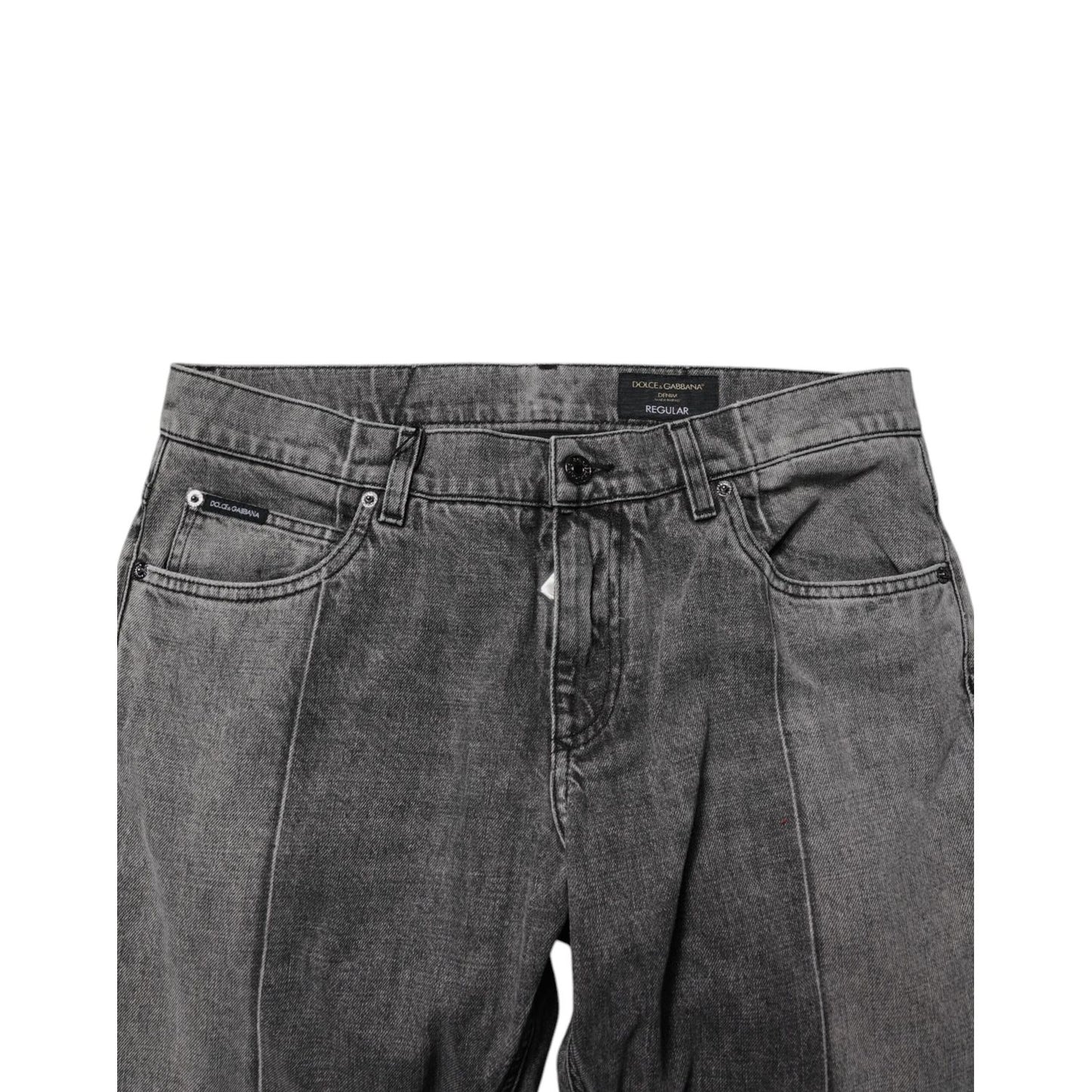 Dolce & Gabbana Two Tone Gray Cotton Denim Jeans