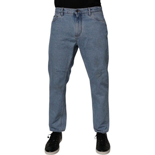 Dolce & Gabbana Blue Cotton Skinny Men Denim Mid Waist Jeans