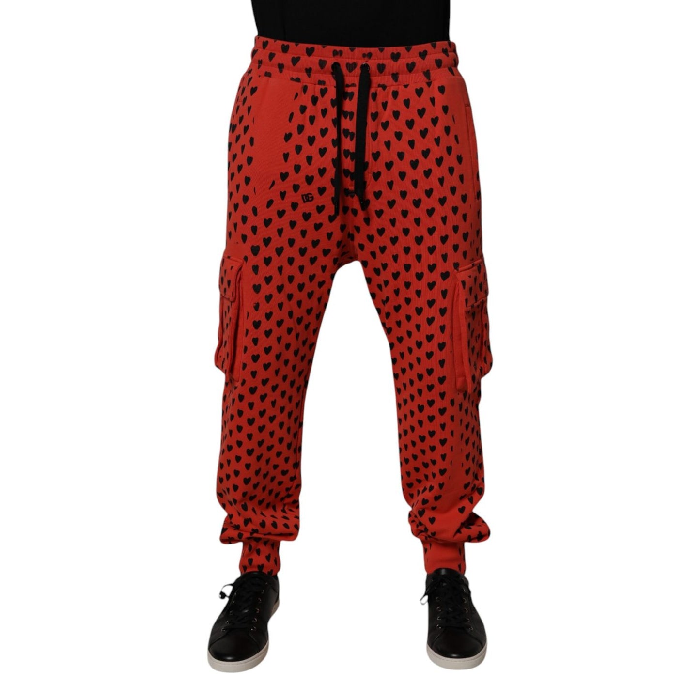 Dolce & Gabbana Red Hearts Cargo Jogger Men Sweatpants Pants