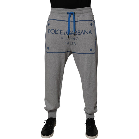 Dolce & Gabbana Gray Logo Cotton Men Jogger Sweatpants Pants