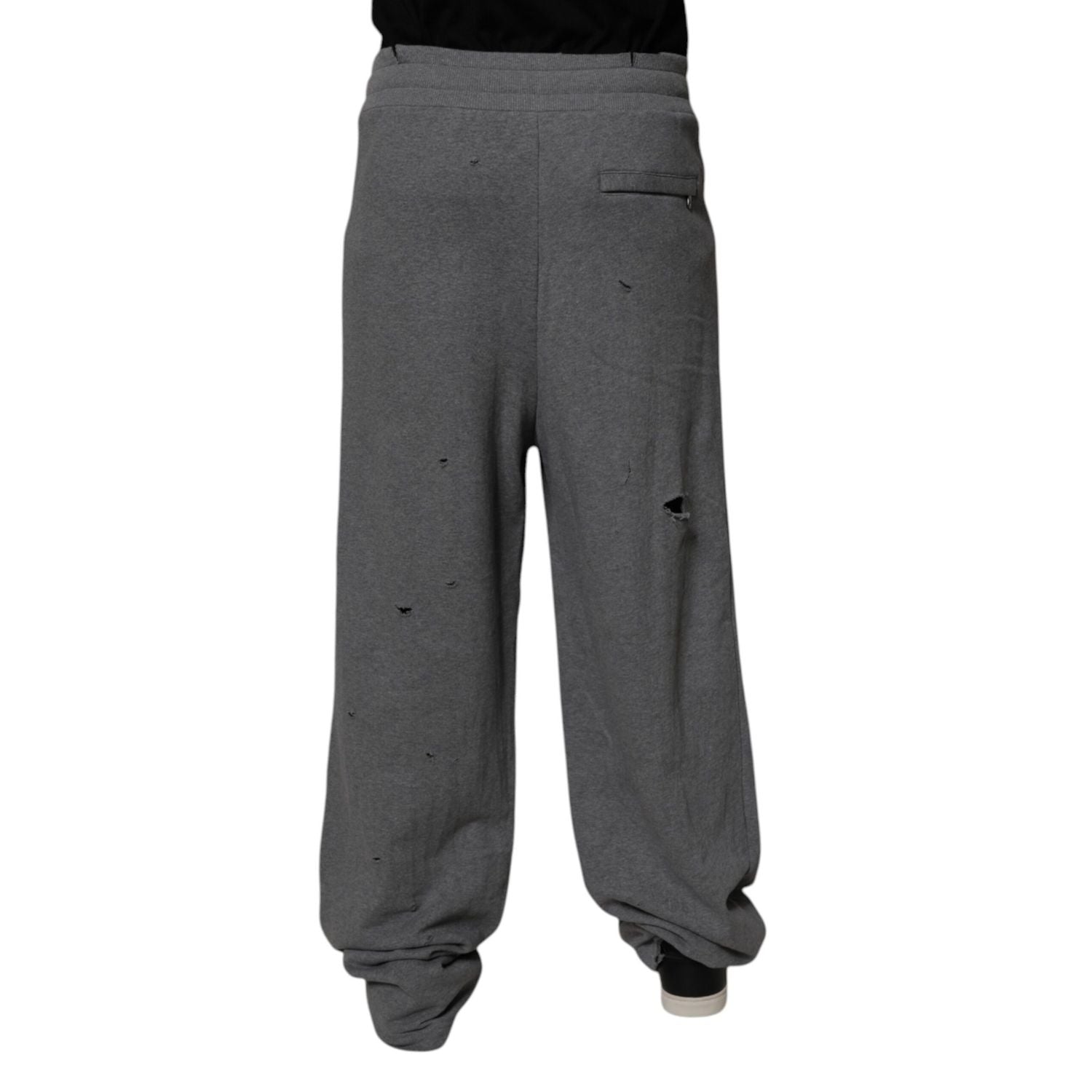 Dolce & Gabbana Gray Cotton RipStyle Straight Sweatpants Pants