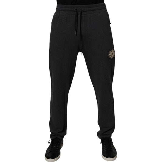 Dolce & Gabbana Dark Gray Logo Cotton Jogger Sweatpants Pants