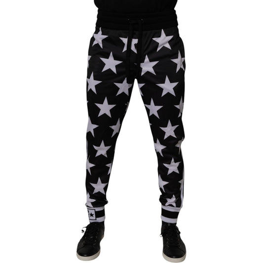 Dolce & Gabbana Black White Stars Jogger Men Sweatpants Pants