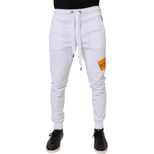 Dolce & Gabbana White Logo Tape Jogger Cotton Sweatpants Pants