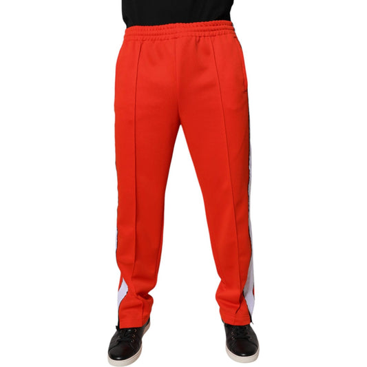 MSGM Red White Mid Waist Men Jogger Sweatpants Pants