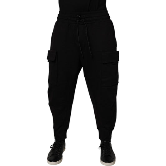 Dolce & Gabbana Black Cotton Men Cargo Jogger Sweatpants Pants