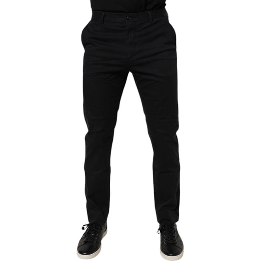 Dolce & Gabbana Black Cotton Stretch Skinny Dress Formal Pants