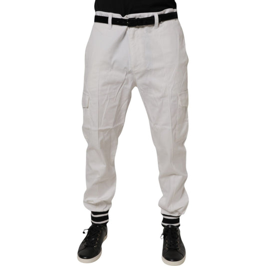 Dolce & Gabbana White Cotton Jogger Cargo Skinny Pants