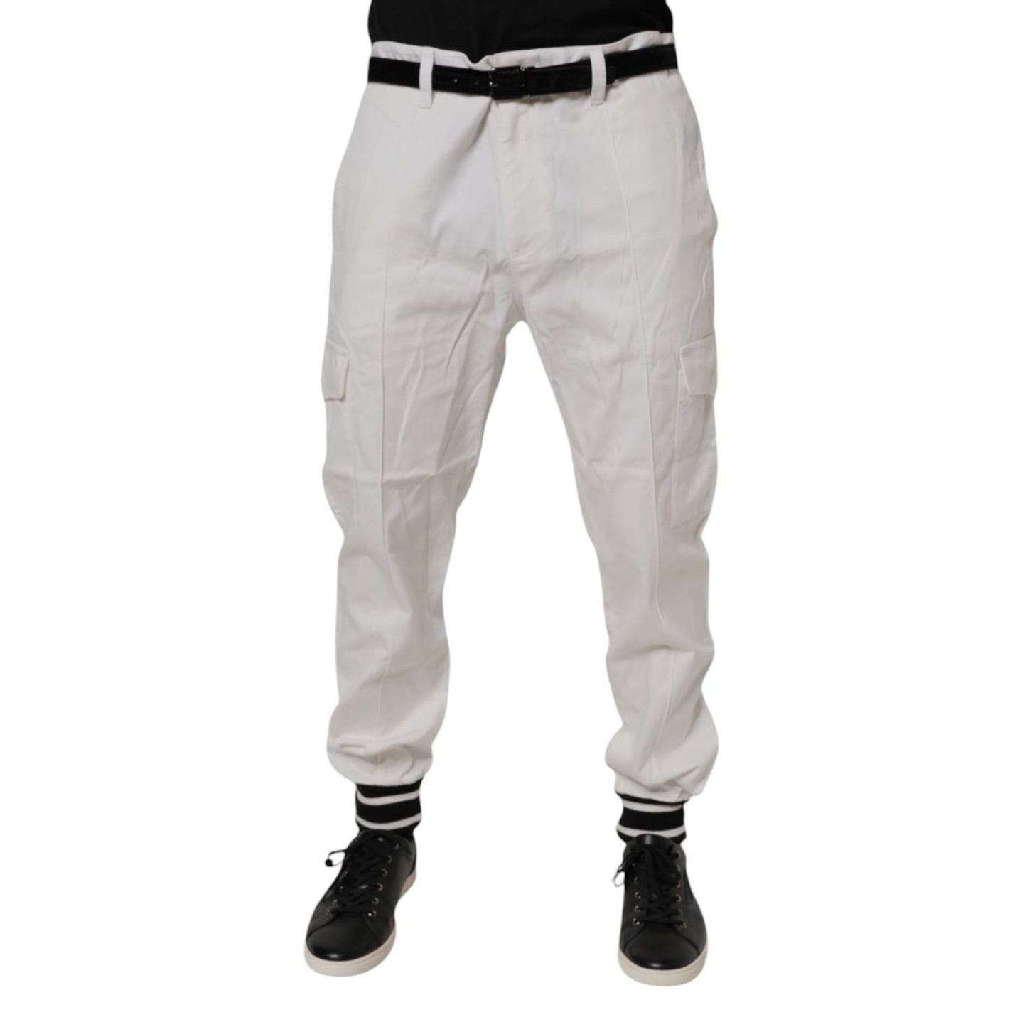 Dolce & Gabbana White Cotton Jogger Cargo Skinny Pants