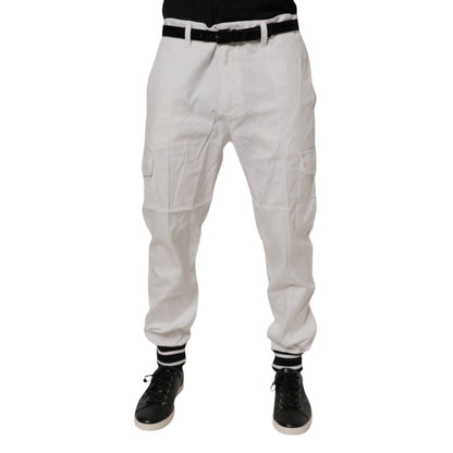 Dolce & Gabbana White Cotton Jogger Cargo Skinny Pants