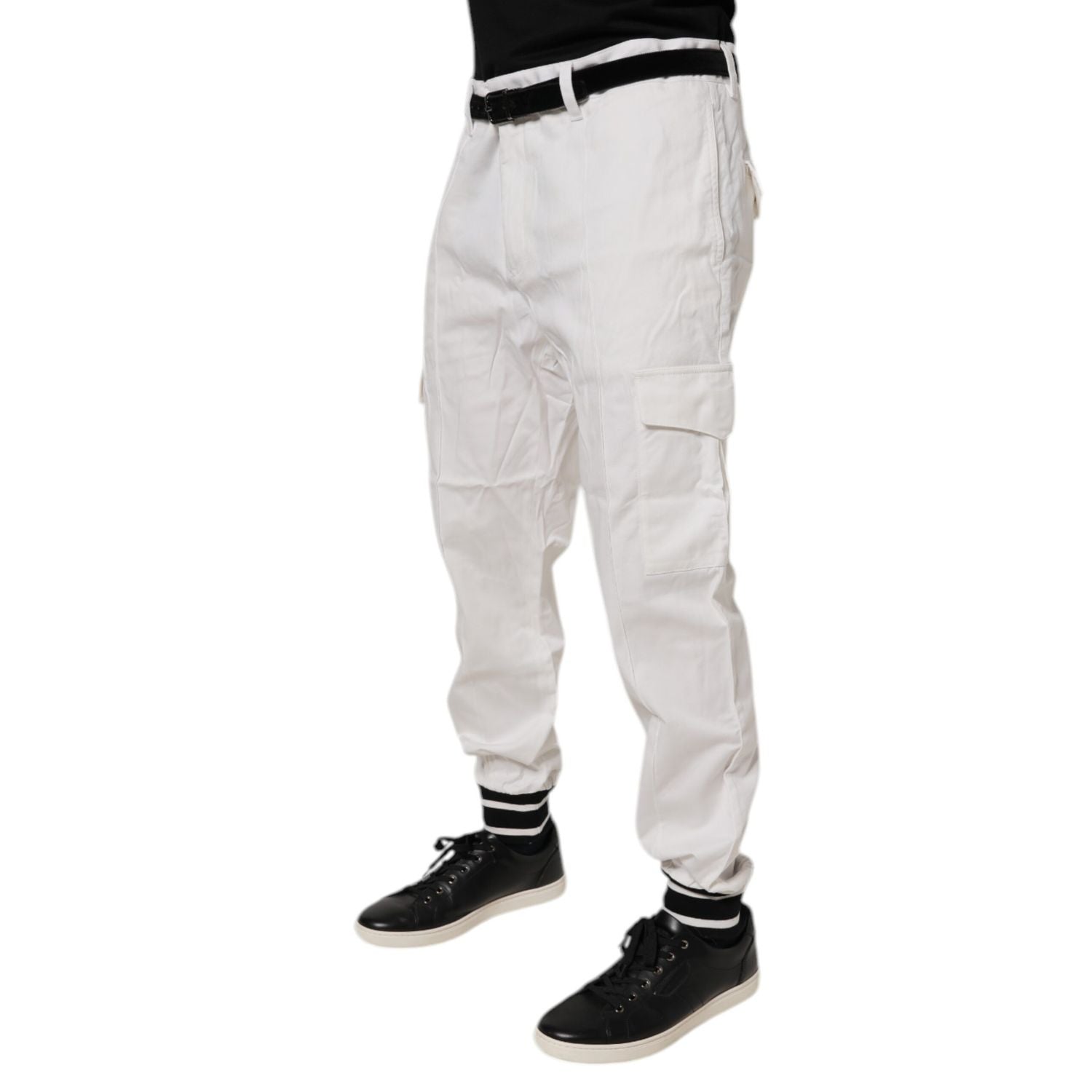 Dolce & Gabbana White Cotton Jogger Cargo Skinny Pants