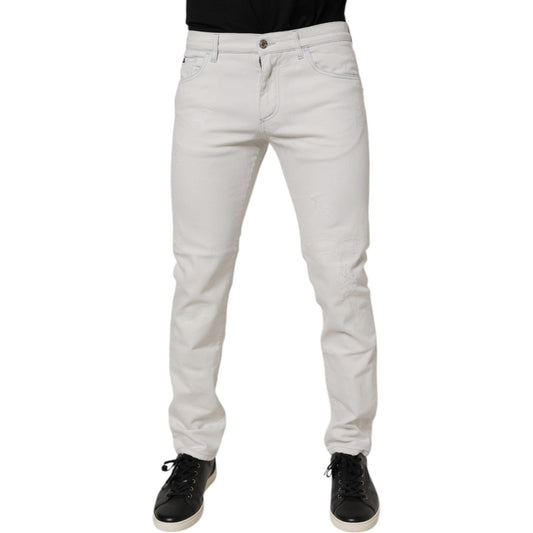 Dolce & Gabbana White Cotton Stretch Skinny Slim Denim Jeans