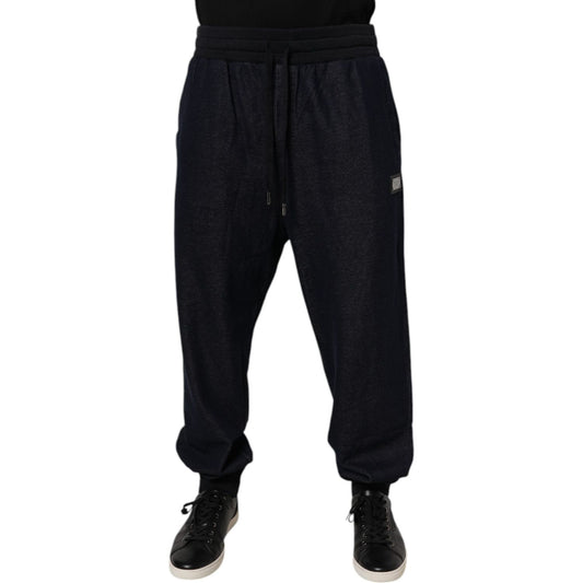 Dolce & Gabbana Black Jacquard Cotton Jogger Sweatpants Pants