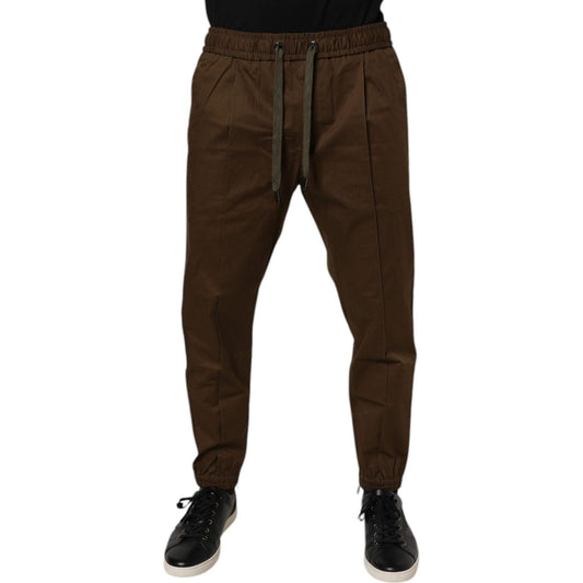 Dolce & Gabbana Brown Cotton Stretch Jogger Sweatpants Pants