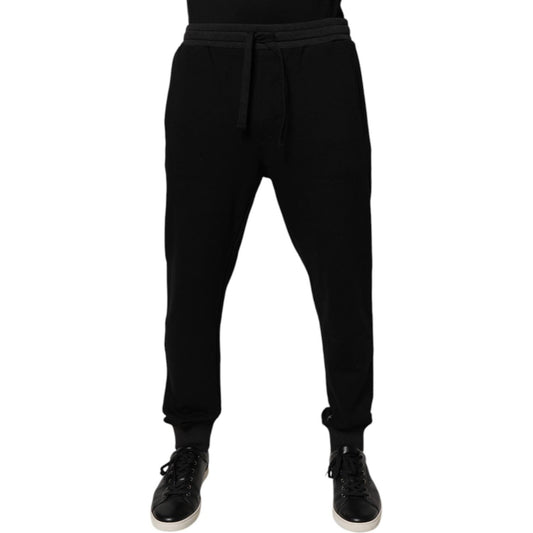 Dolce & Gabbana Black Logo Men Jogger Cotton Sweatpants Pants