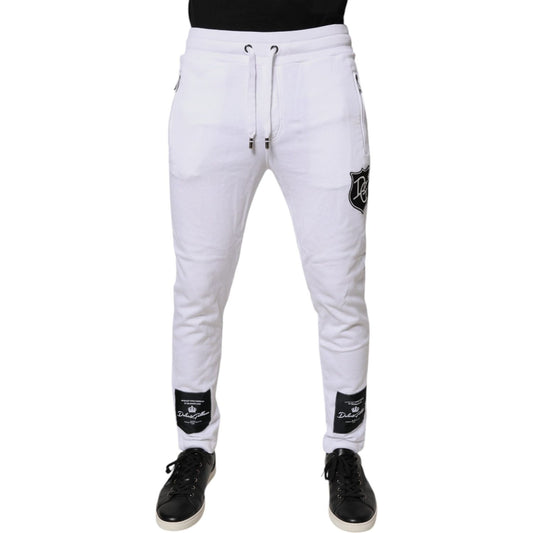 Dolce & Gabbana White Logo Patch Men Skinny Sweatpants Pants 1728,67345645728,Clothing,Dolce & Gabbana,IT46 | S,Jeans & Pants - Men - Clothing,Material: 100% Cotton,Men,Men - Clothing,Preowned / Defect,White Dolce & Gabbana PAN76133-46