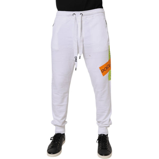Dolce & Gabbana White Logo Tape Jogger Cotton Sweatpants Pants