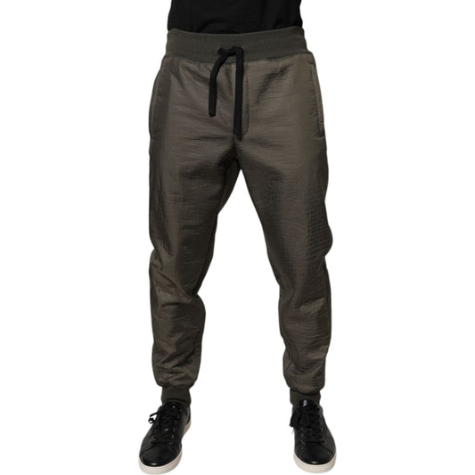 Dolce & Gabbana Brown Lambskin Leather Men Sweatpants Pants