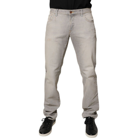 Dolce & Gabbana Light Gray Cotton Skinny Denim Jeans