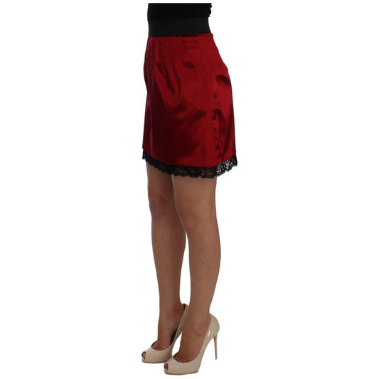 Dolce & Gabbana Elegant Red Lace High-Waist Skirt Dolce & Gabbana Saddle Brown