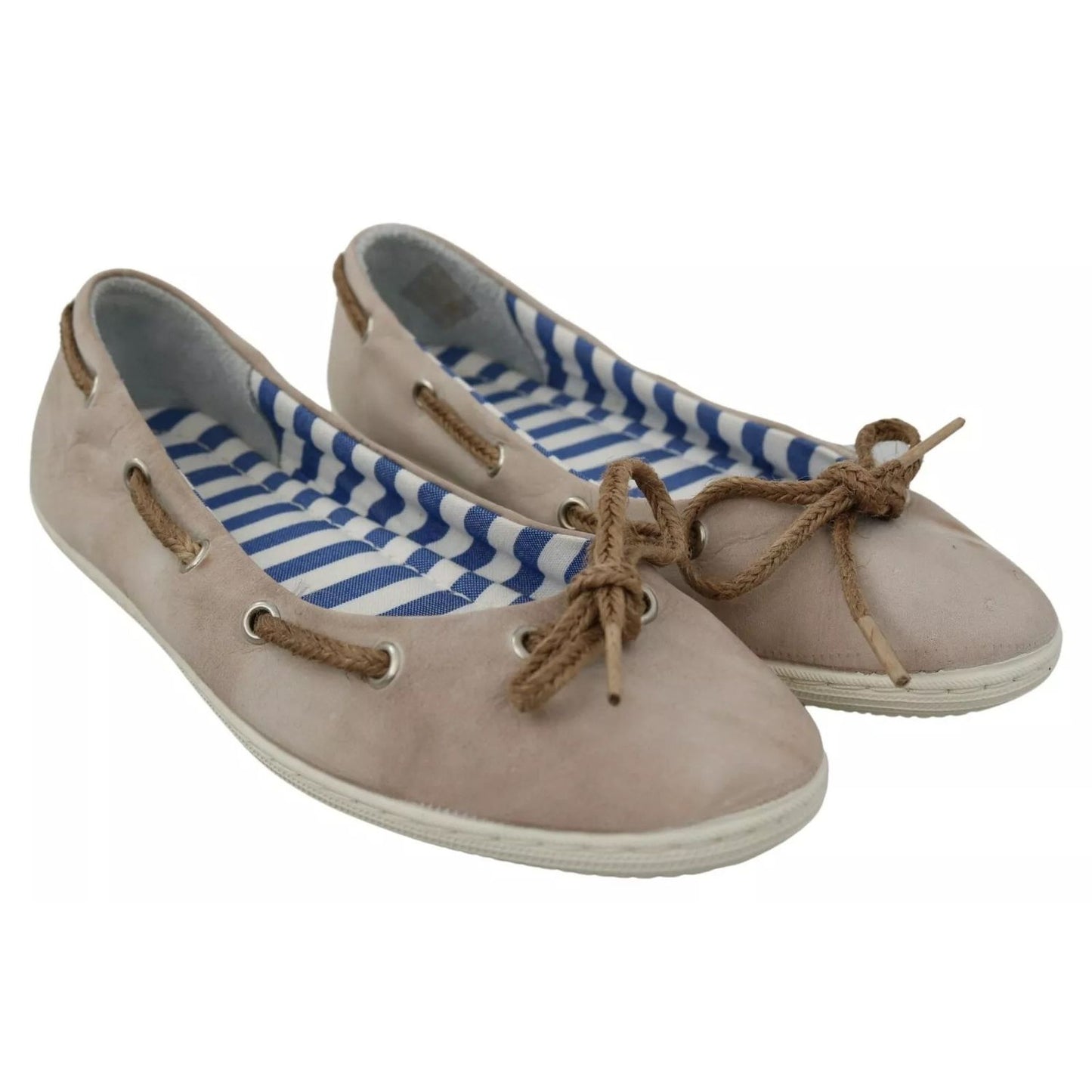 Pantofola D'Oro Beige Suede Lace Bow Loafers Ballet Flat Shoes LA8397-37