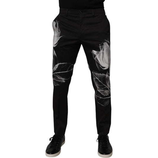 Dolce & Gabbana Black Cotton Floral Skinny Dress Pants 1728,67345645728,Black,Clothing,Dolce & Gabbana,IT48 | M,Jeans & Pants - Men - Clothing,Material: 97% Cotton 3% Elastane,Men,Men - Clothing,New with tags Dolce & Gabbana PAN75187-48