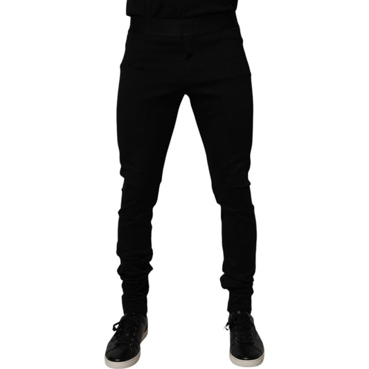 Dolce & Gabbana Black Cotton Jogger Men Sweatpants Pants 1728,67345645728,Black,Clothing,Dolce & Gabbana,IT48 | M,Jeans & Pants - Men - Clothing,Material: 80% Cotton 16% Nylon 4% Elastane,Men,Men - Clothing,Preowned / Defect Dolce & Gabbana PAN75200-48