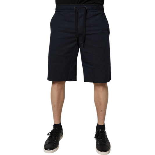 Dolce & Gabbana Dark Blue Cotton Bermuda Sweatshorts Shorts