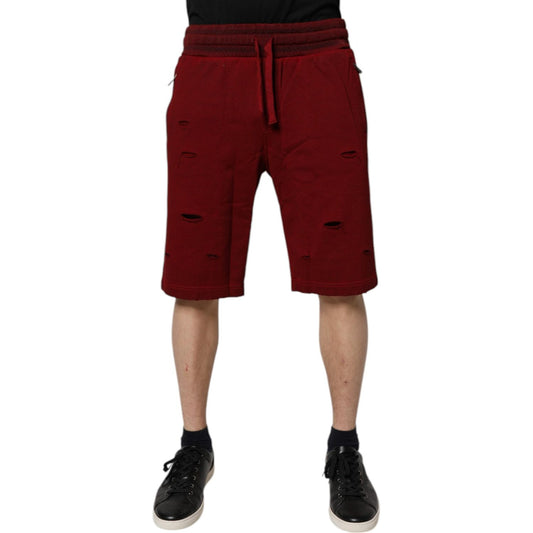 Dolce & Gabbana Maroon Rip Style Bermuda Sweatshorts Shorts
