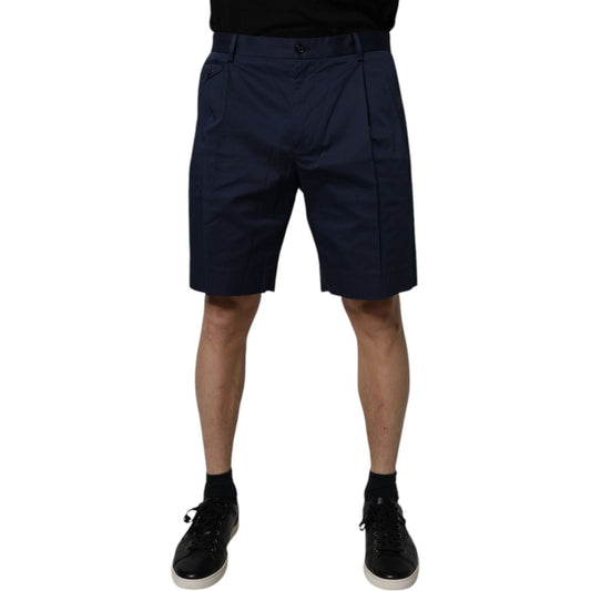 Dolce & Gabbana Dark Blue Cotton Mid Waist Men Bermuda Shorts