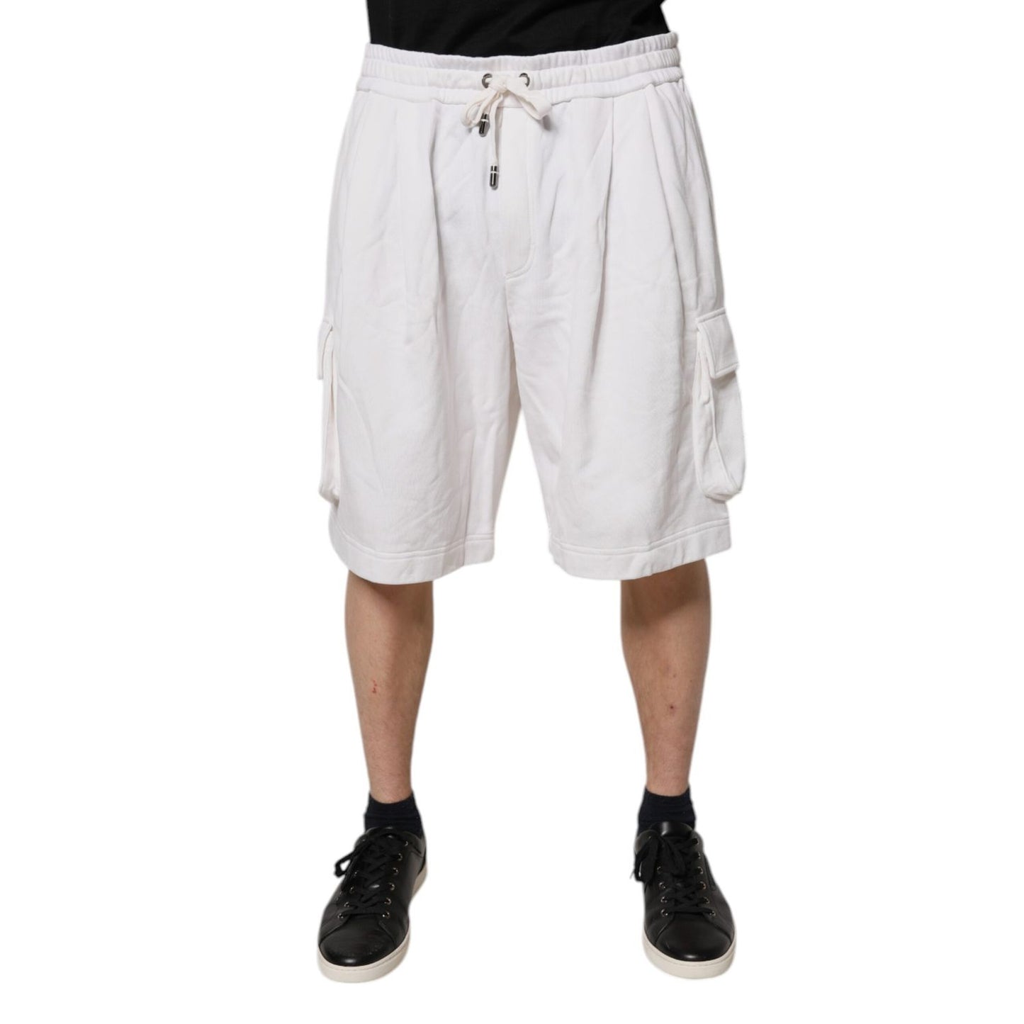 Dolce & Gabbana White Cotton Cargo Bermuda Sweatshorts Shorts