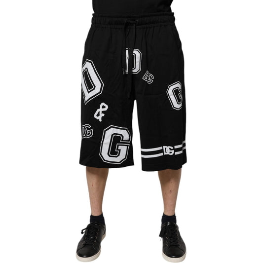 Dolce & Gabbana Black Logo Cotton Bermuda Sweatshorts Shorts